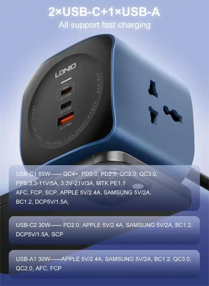 LDNIO SC3319 65W 6 in 1 Power Socket Cube 2500W Outlets